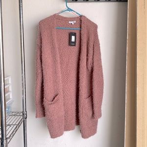 NWT Pink Fuzzy Cardigan Size Large